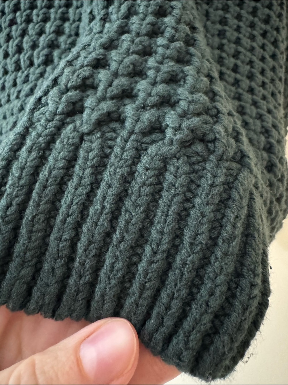 Abercrombie & Fitch Forest Green Waffle Knit Crewneck Sweater - Picture 4 of 7
